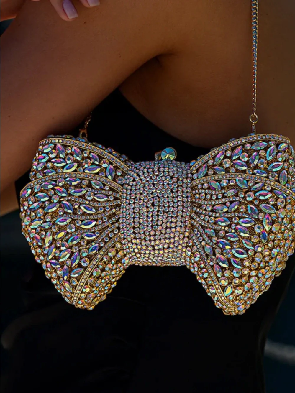 Verano Hill Crystal Bow Phone Case – Iridescent Gold BNNT